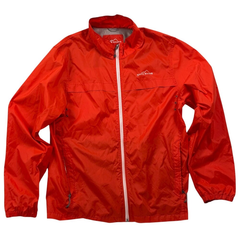 Eddie Bauer Lightweight Windbreaker Shell Large Orange Outdoor Travel Streetwear